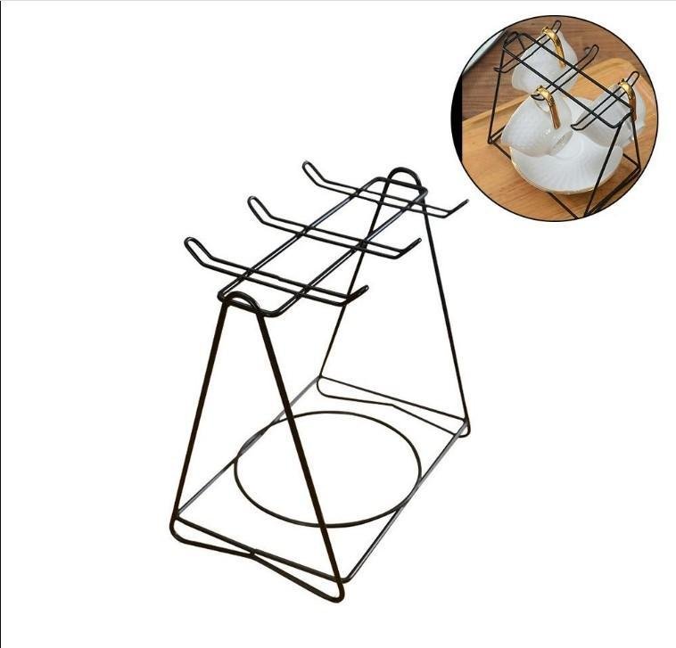 Stylish Metal Dish Stand Black Compact for Home Office