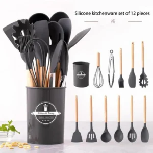 Silicone Kitchen Set 12 Pcs Whisk Ladle Brush Set