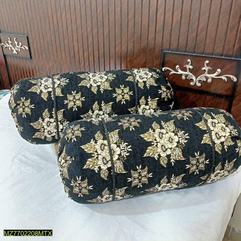 Velvet Jacquard Pillow Covers Set Black Gold Floral